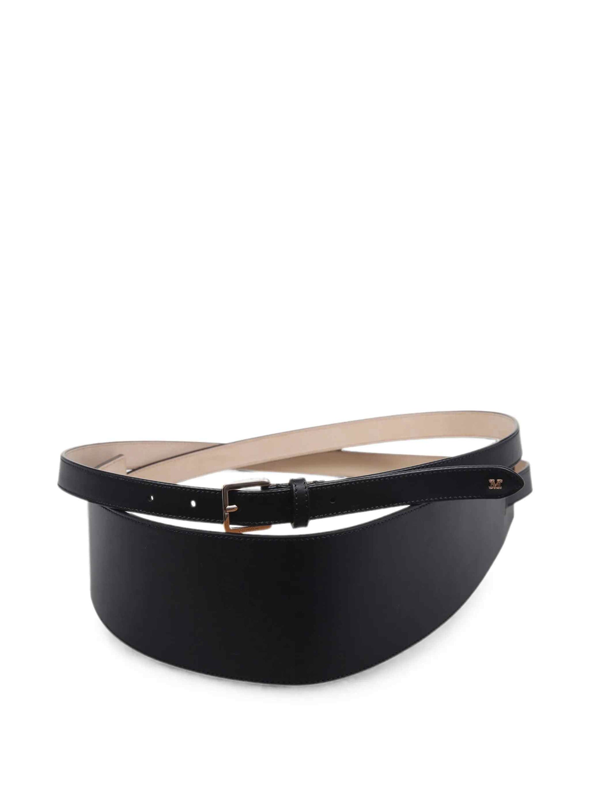Max Mara Women Leather Belt With Logo Plaque MAX MARA