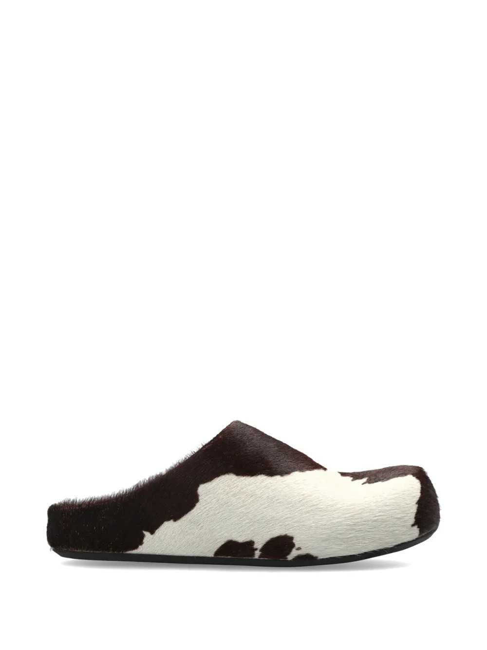 Marni Women White And Brown Cow-Print Calf Hair Fussbett Mules MARNI