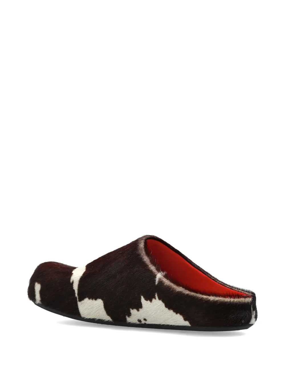 Marni Women White And Brown Cow-Print Calf Hair Fussbett Mules MARNI