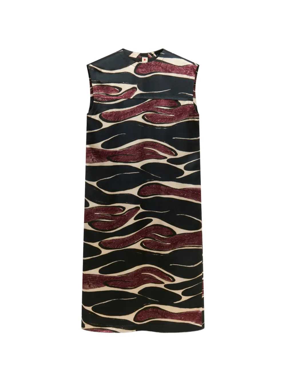 Marni Women Black Viscose Dress With Crimson Wave Print MARNI