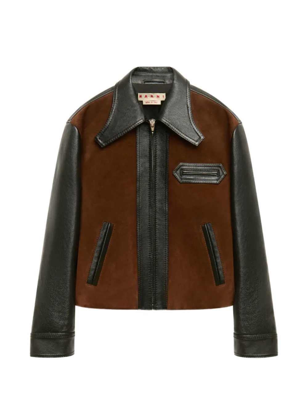 Marni Women Black Leather Jacket With Split-Leather Front Panel MARNI