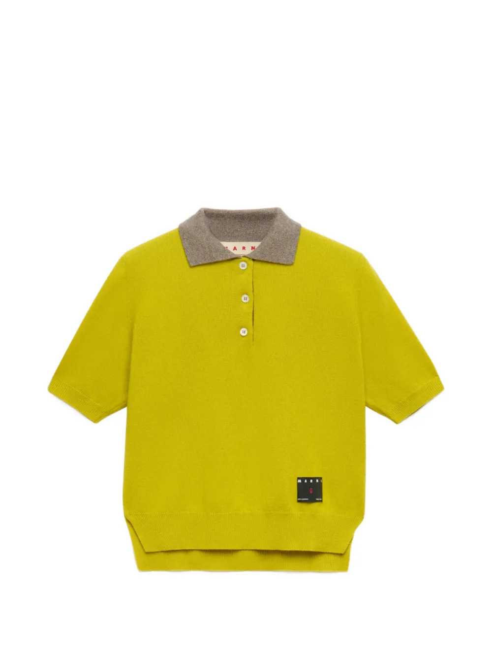 Marni Women Yellow Cashmere Polo Shirt With Contrasting Collar MARNI