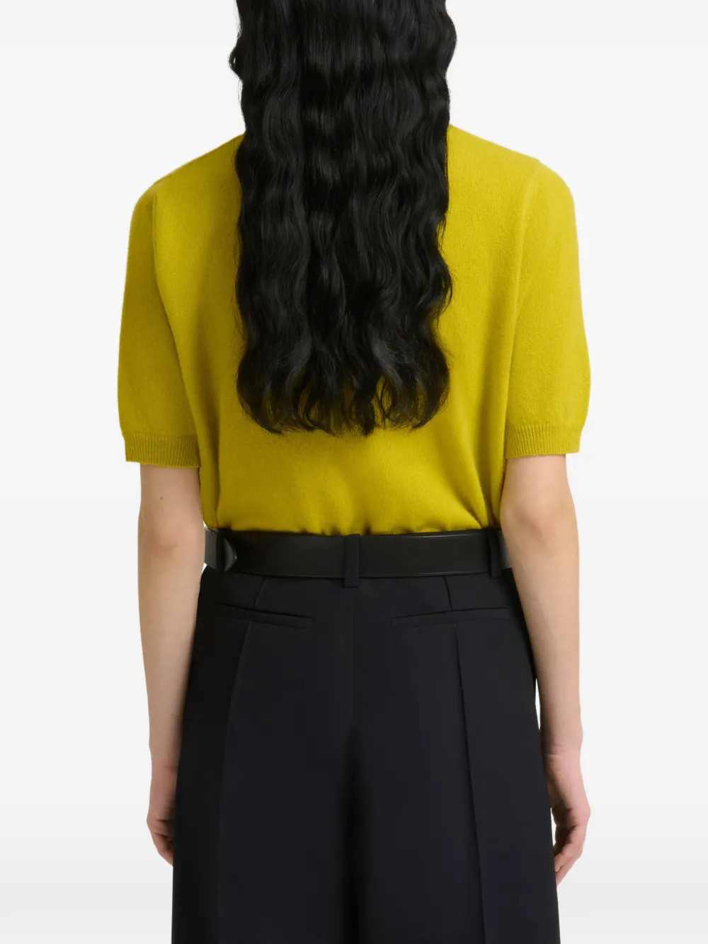 Marni Women Yellow Cashmere Polo Shirt With Contrasting Collar MARNI