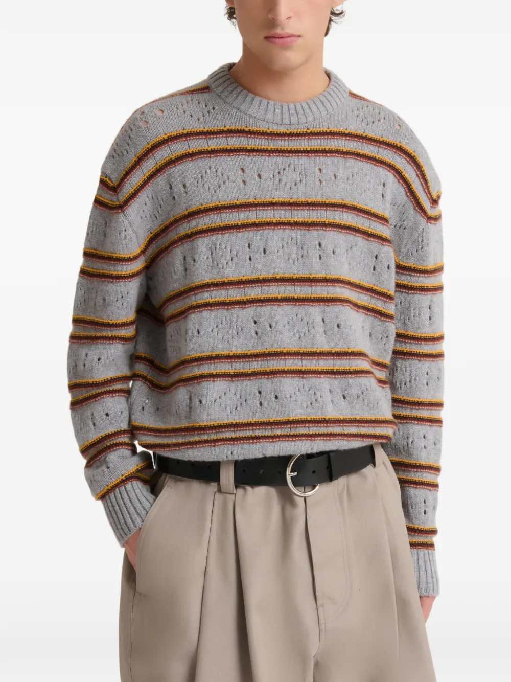 Marni Men Grey Cashmere Open-Knit Sweater MARNI