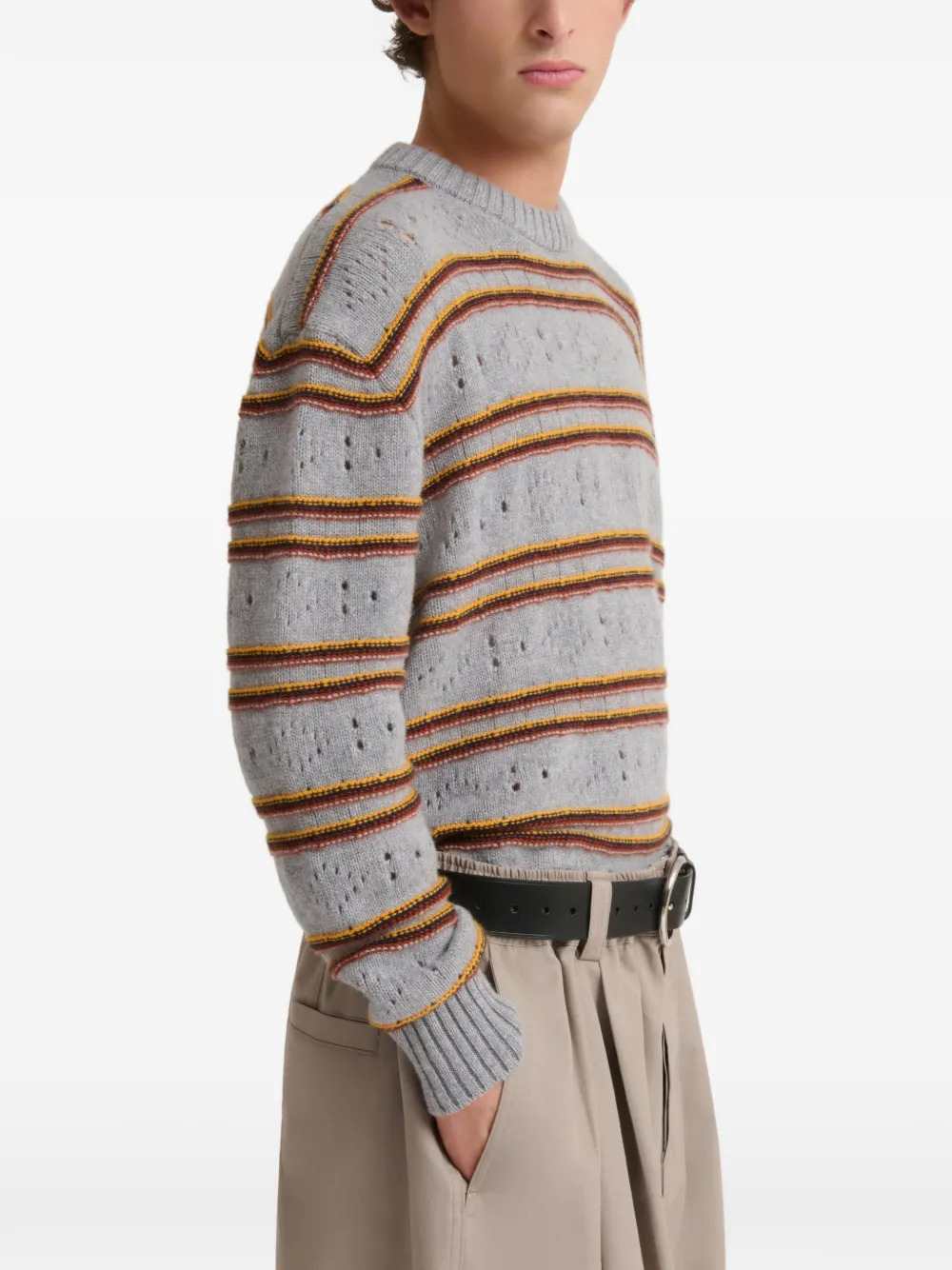 Marni Men Grey Cashmere Open-Knit Sweater MARNI