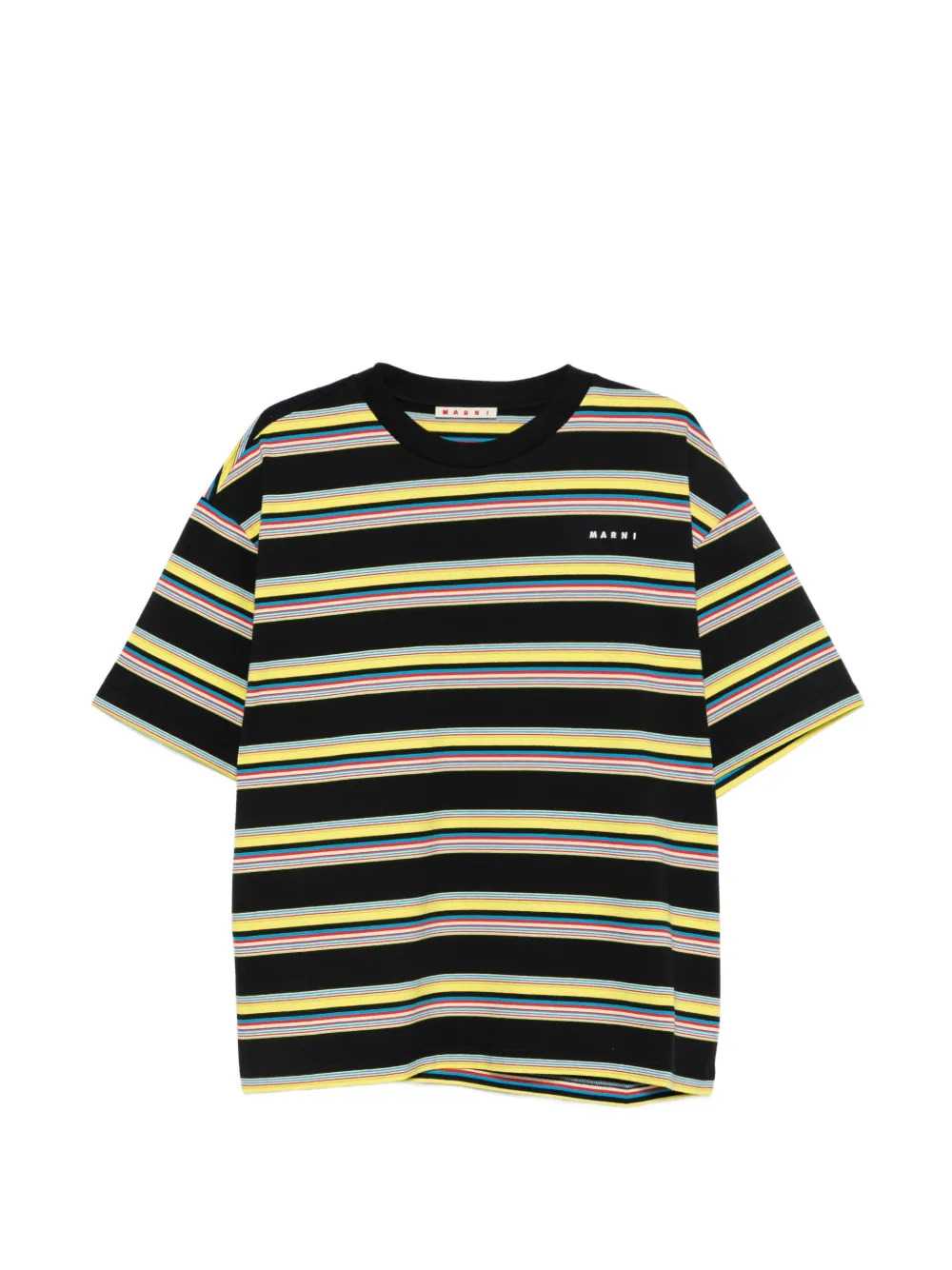 Marni Men Striped Cotton T-Shirt With Logo Print MARNI
