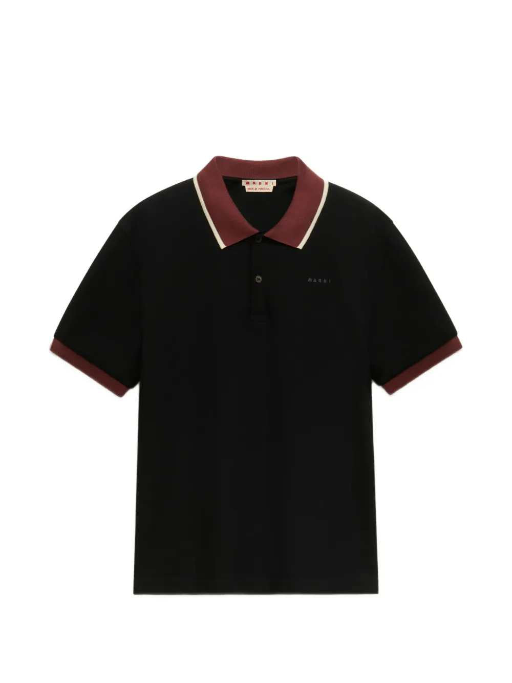 Marni Men Black Piqué Polo Shirt With Contrasting Trim MARNI