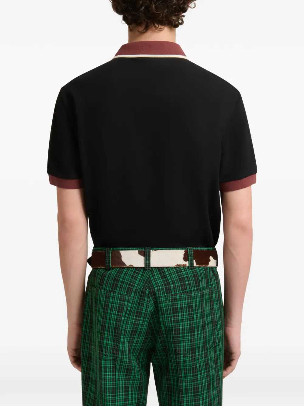 Marni Men Black Piqué Polo Shirt With Contrasting Trim MARNI