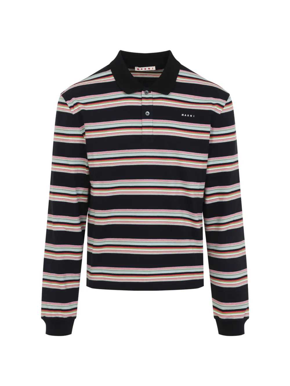 Marni Men Striped Long-Sleeve Polo Shirt MARNI