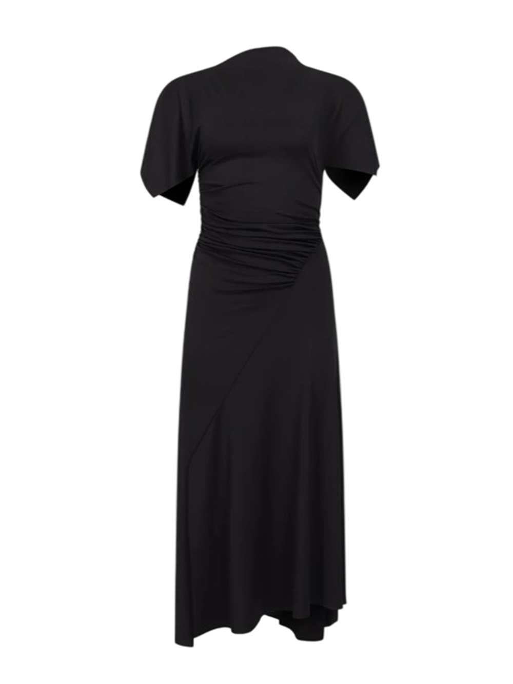 Victoria Beckham Women Black Draped Midi Dress VICTORIA BECKHAM