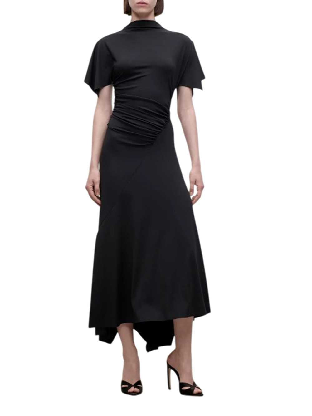 Victoria Beckham Women Black Draped Midi Dress VICTORIA BECKHAM