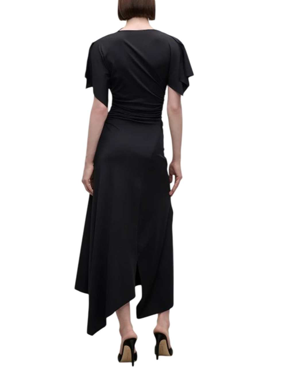 Victoria Beckham Women Black Draped Midi Dress VICTORIA BECKHAM