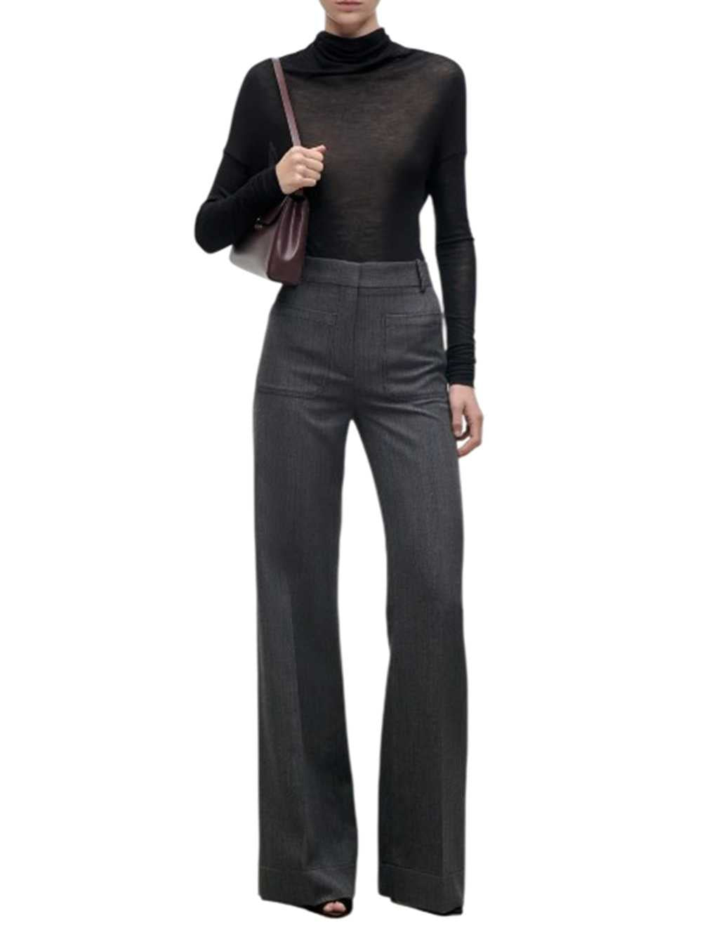 Victoria Beckham Women Alina Trousers In Dark Grey Mélange VICTORIA BECKHAM