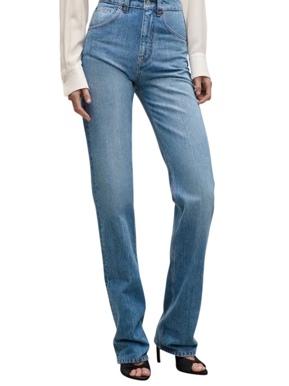 Victoria Beckham Women Julia Stretch Jeans In A Distressed Blue Wash VICTORIA BECKHAM