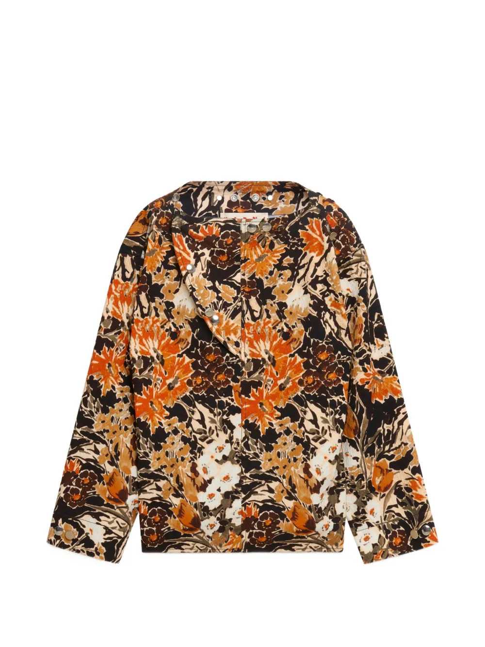 Marni Women Black Cloqué Top With Extreme Bouquet Print MARNI
