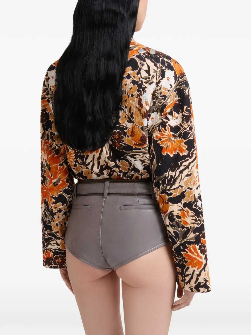 Marni Women Black Cloqué Top With Extreme Bouquet Print MARNI