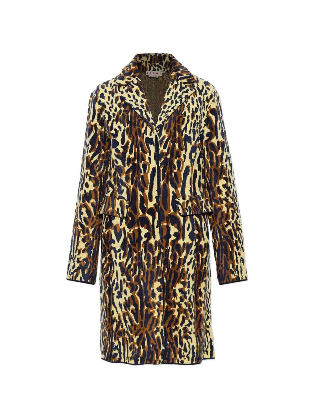 Marni Women Yellow Animal-Print Wool Chenille Coat MARNI