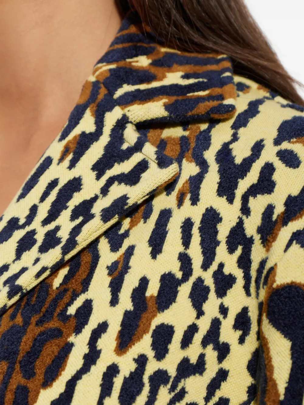 Marni Women Yellow Animal-Print Wool Chenille Coat MARNI