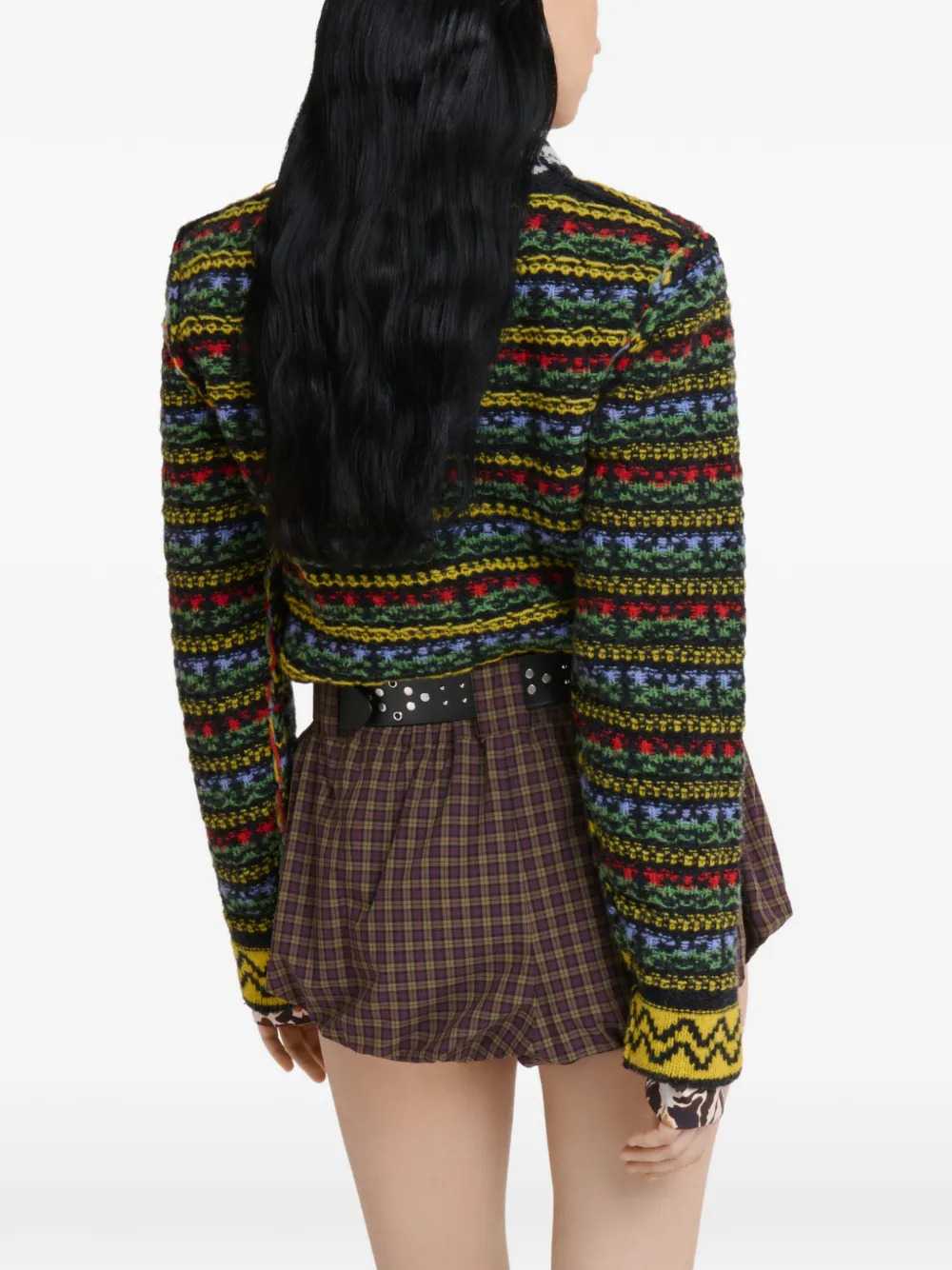 Marni Women Black Shetland Wool Sweater With Fair Isle Pattern MARNI