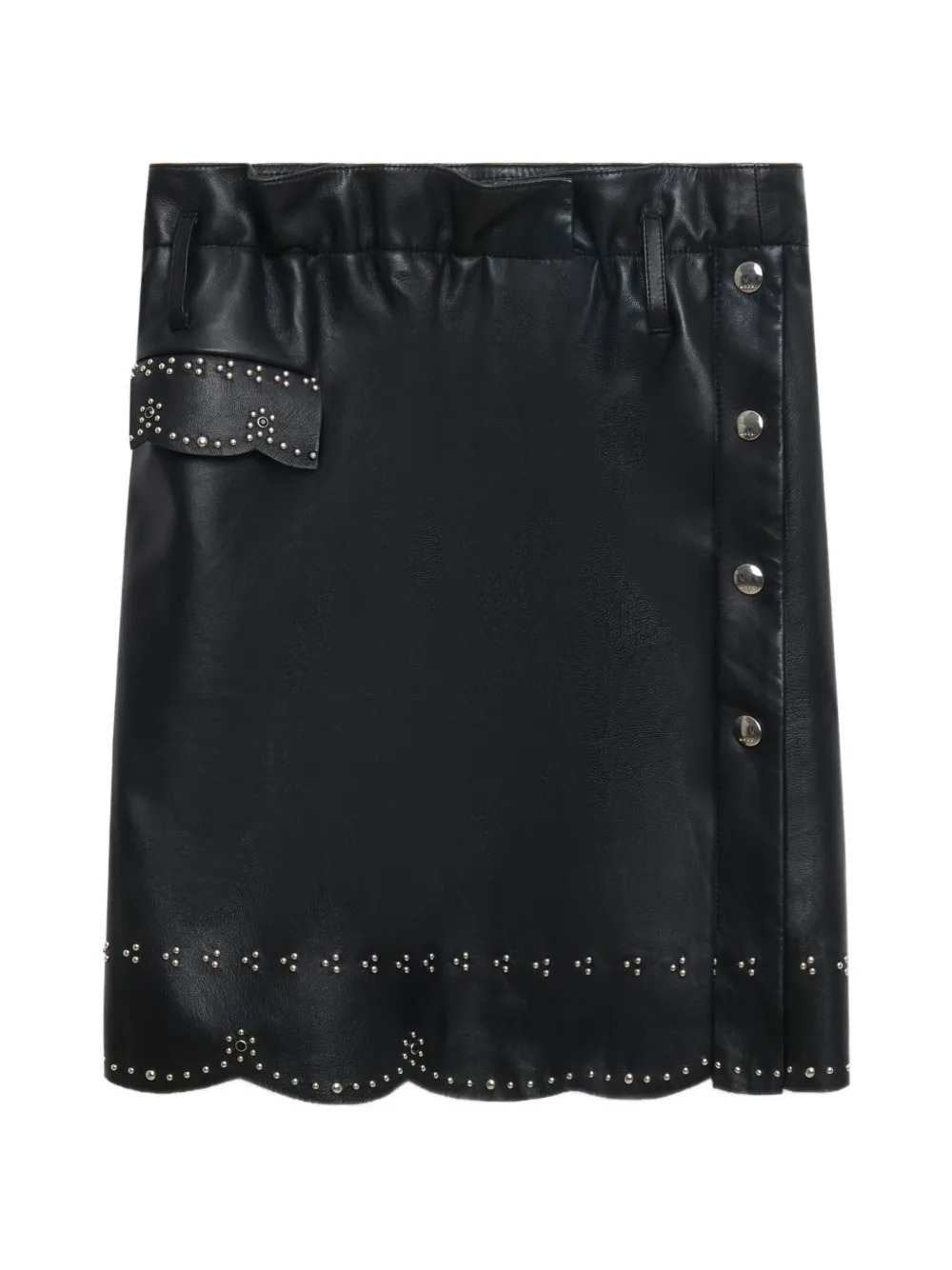 Marni Women Black Leather Skirt With Micro-Studs MARNI