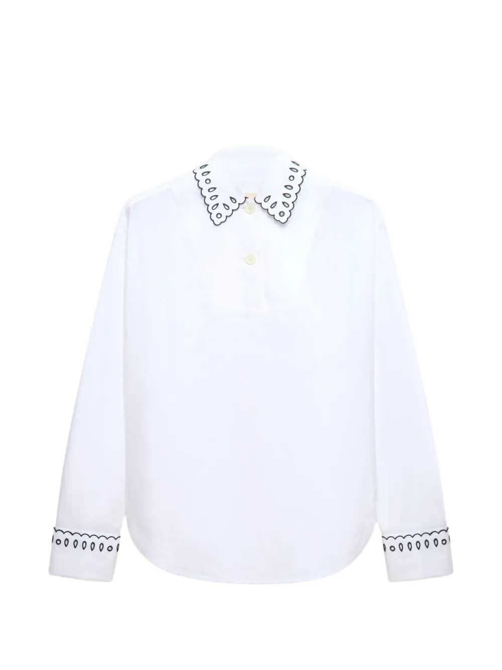 Marni Women White Poplin Shirt With Half-Button Placket And Broderie Anglaise MARNI