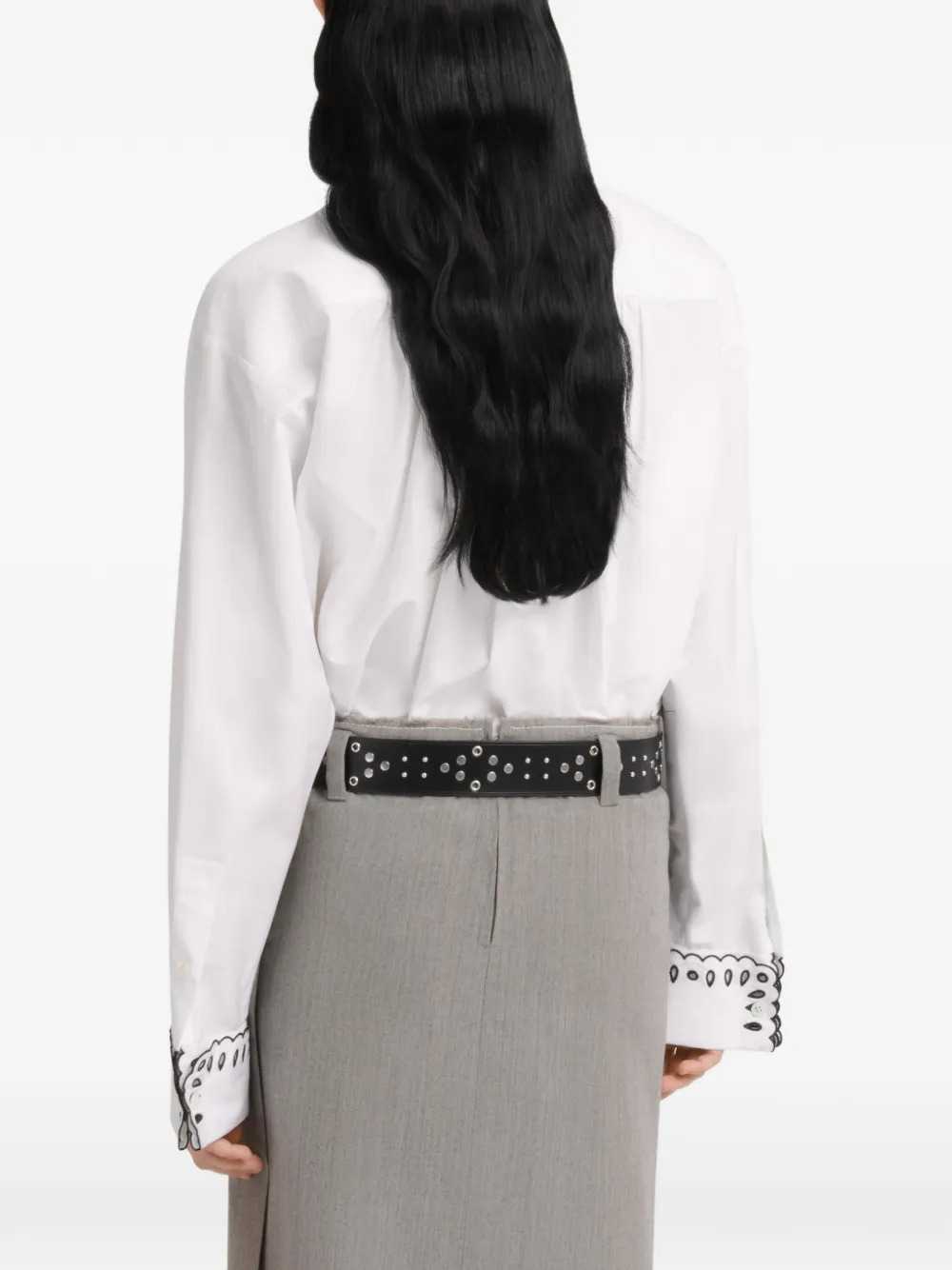 Marni Women White Poplin Shirt With Half-Button Placket And Broderie Anglaise MARNI