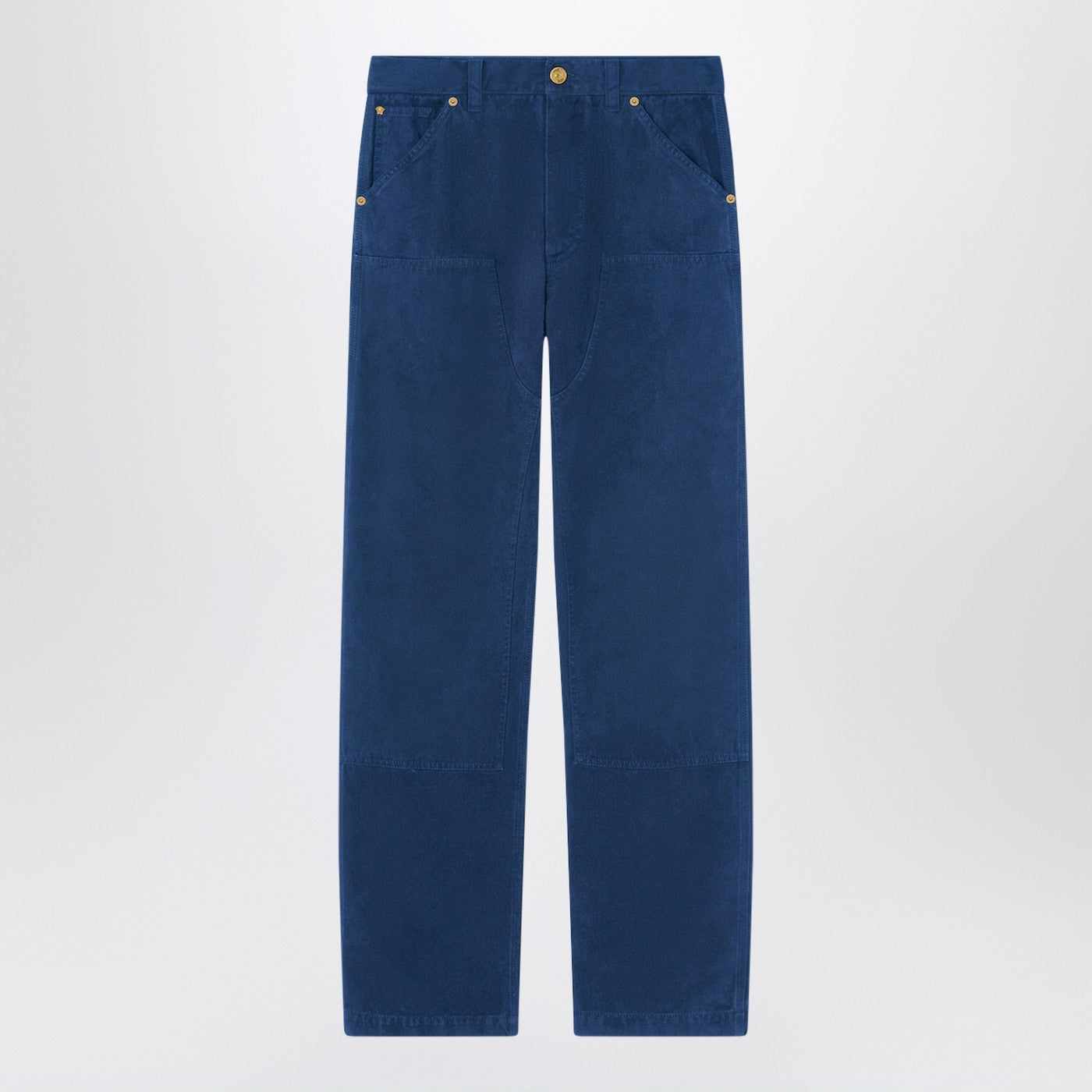 Versace Petrol Blue Cotton Carpenter Trousers Men VERSACE