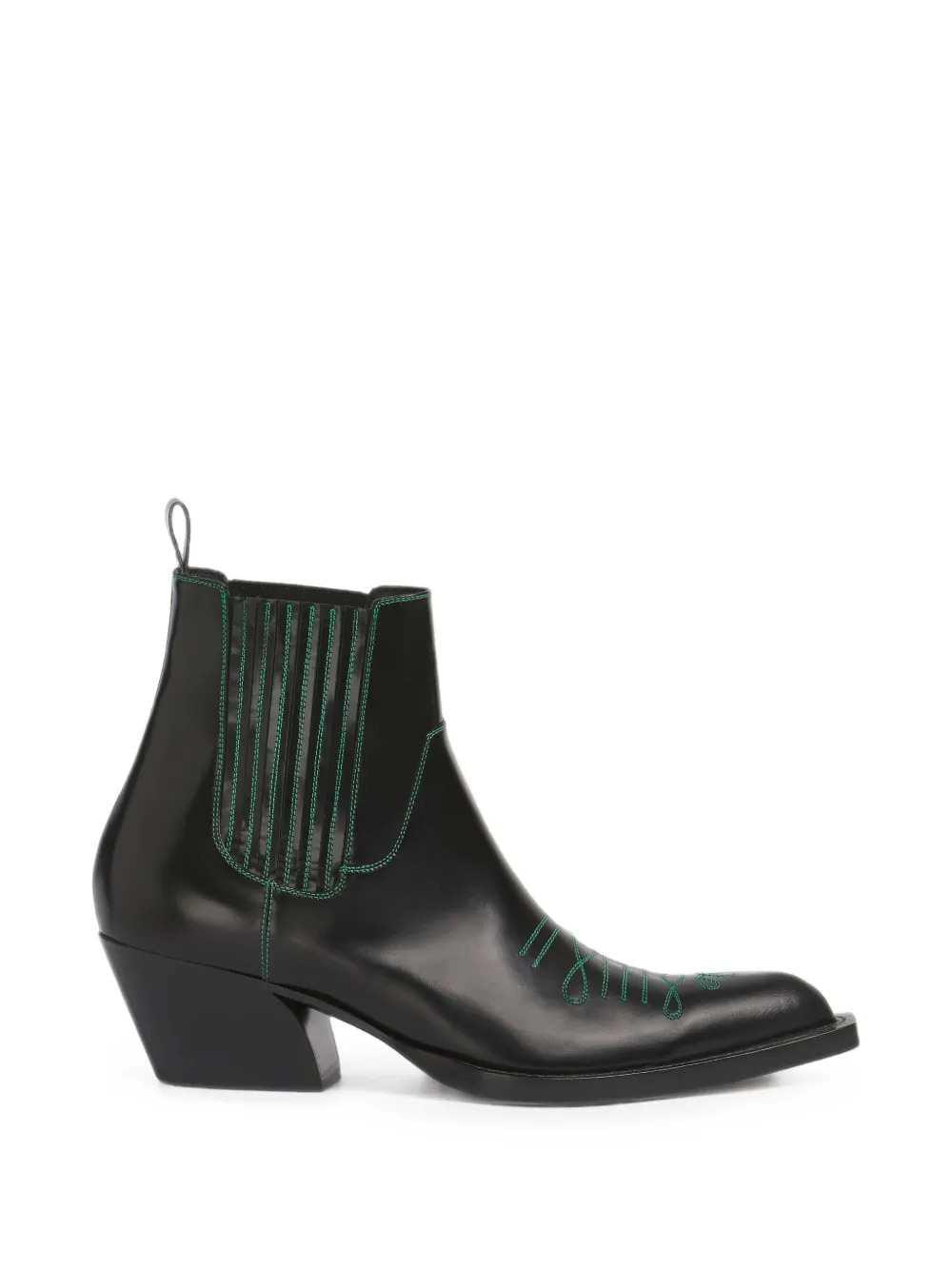 Marni Men Leather Cowboy Boots With Contrast Stitching MARNI