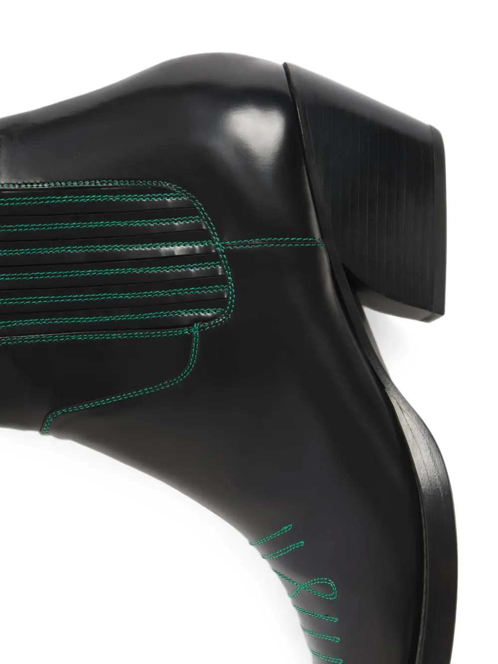 Marni Men Leather Cowboy Boots With Contrast Stitching MARNI