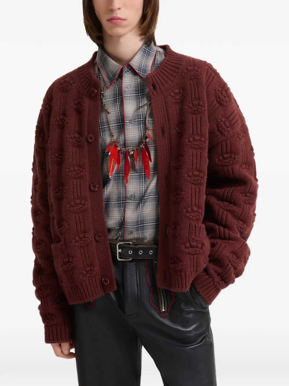 Marni Men Brown Wool And Cashmere Fisherman Cardigan MARNI