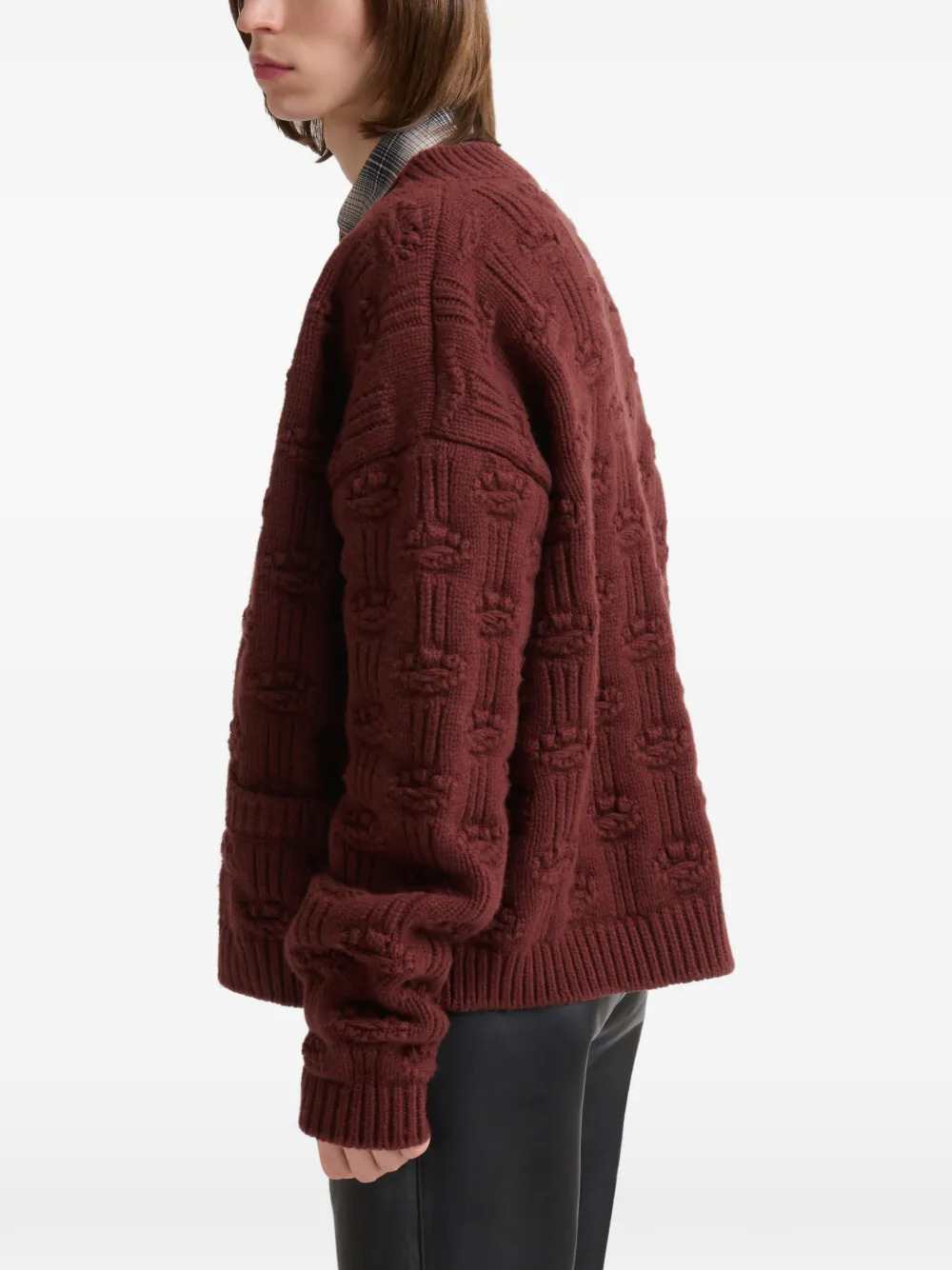 Marni Men Brown Wool And Cashmere Fisherman Cardigan MARNI