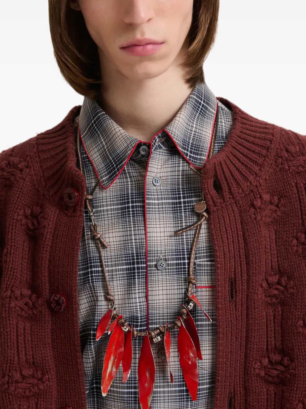 Marni Men Brown Wool And Cashmere Fisherman Cardigan MARNI