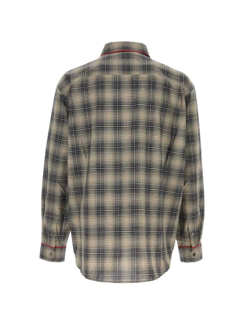 Marni Men Beige And Light Brown Ombré Check Shirt With Contrasting Piping. MARNI