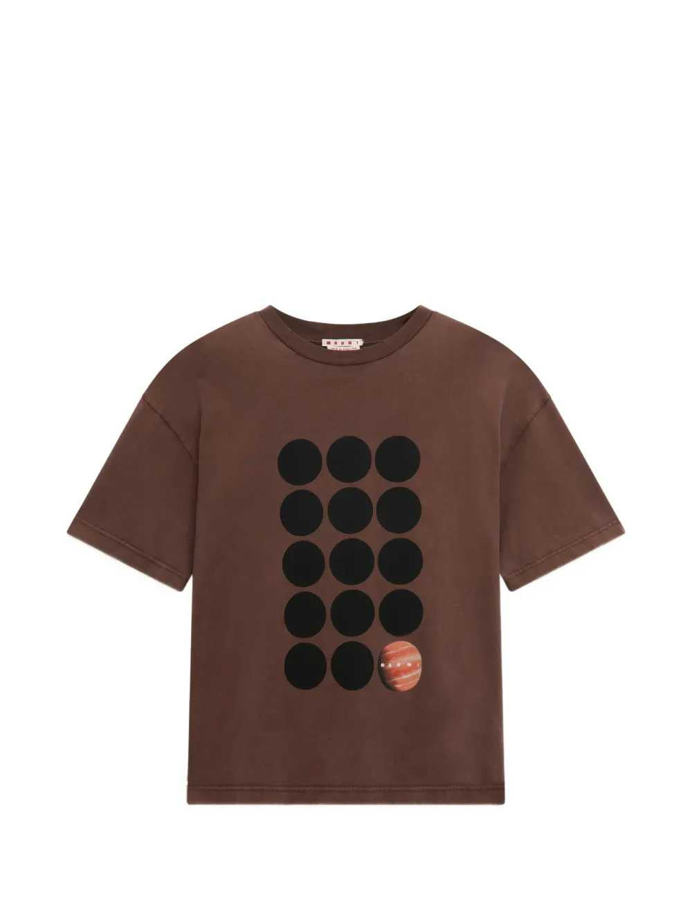 Marni Men Brown Cotton T-Shirt With Planet Print MARNI
