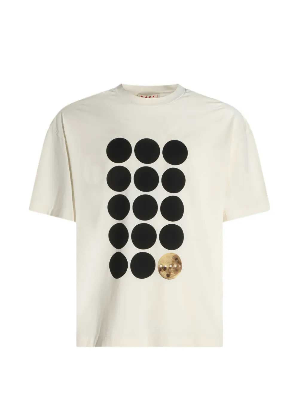 Marni Men White Cotton T-Shirt With Planet Print MARNI