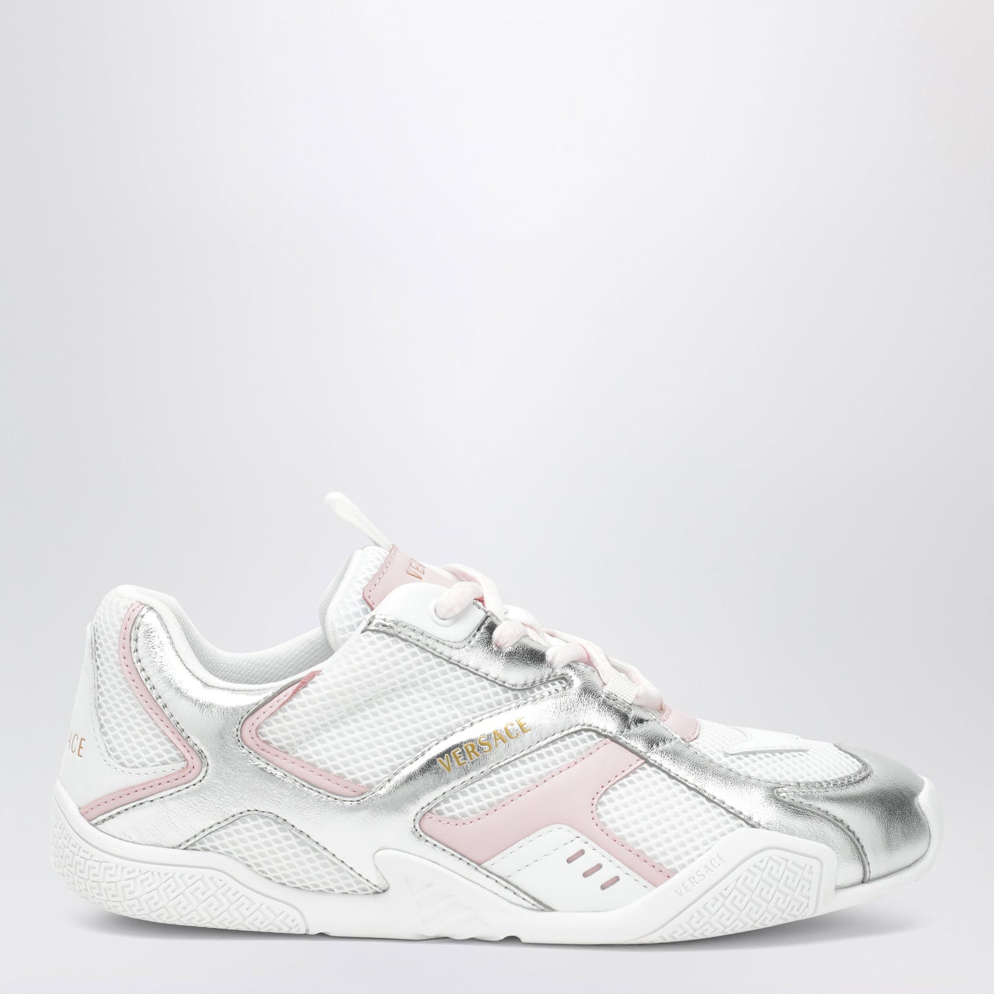 Versace Galaxia Silver Mesh And Leather Sneakers Women VERSACE