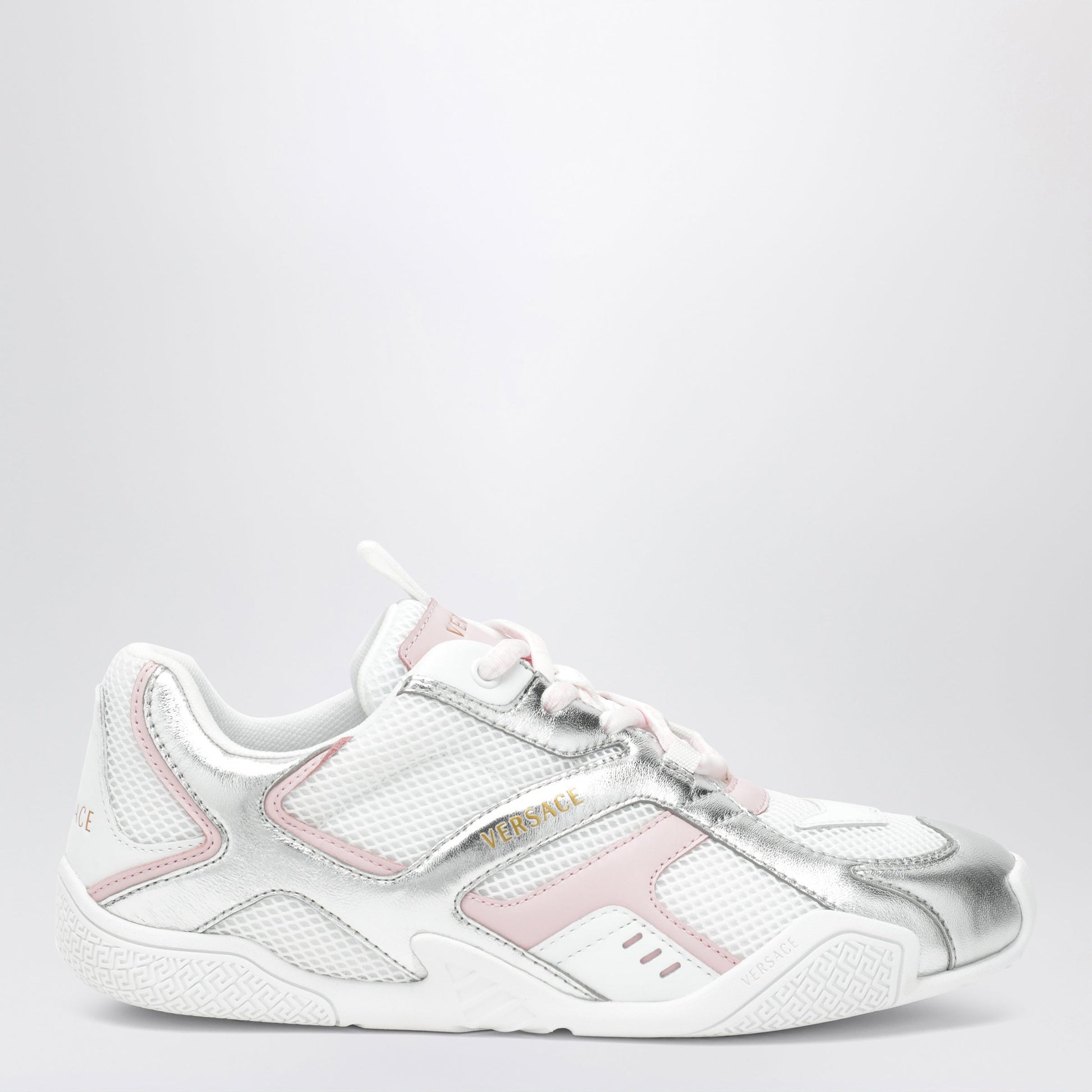 Versace Galaxia Silver Mesh And Leather Sneakers Women VERSACE
