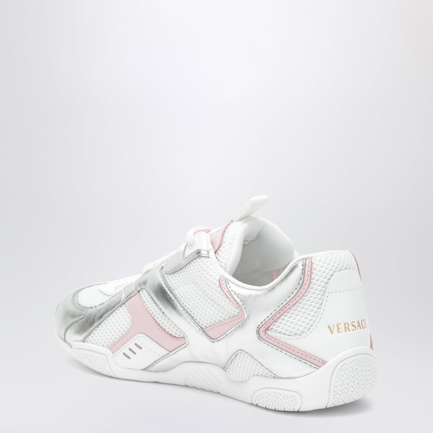 Versace Galaxia Silver Mesh And Leather Sneakers Women VERSACE