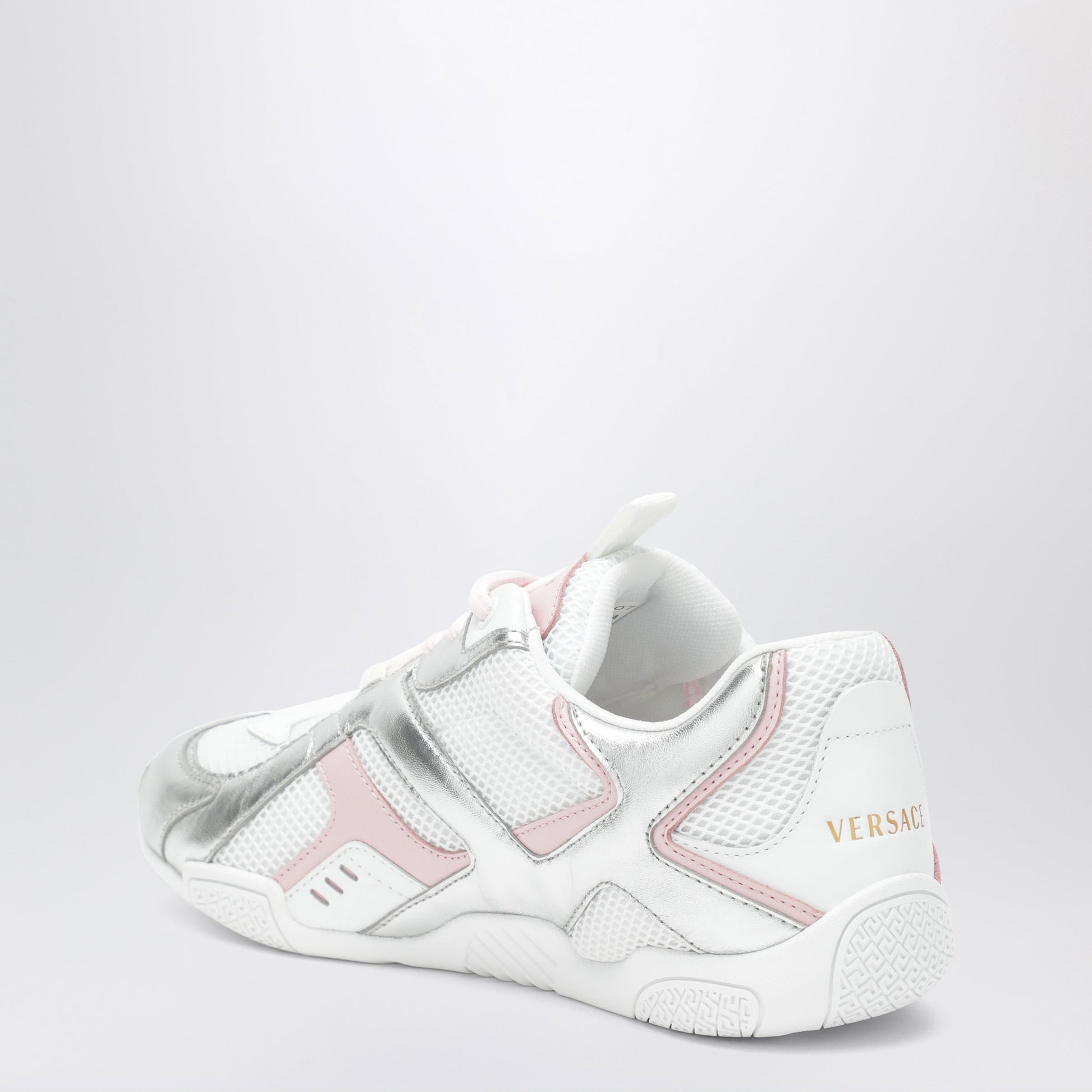 Versace Galaxia Silver Mesh And Leather Sneakers Women VERSACE