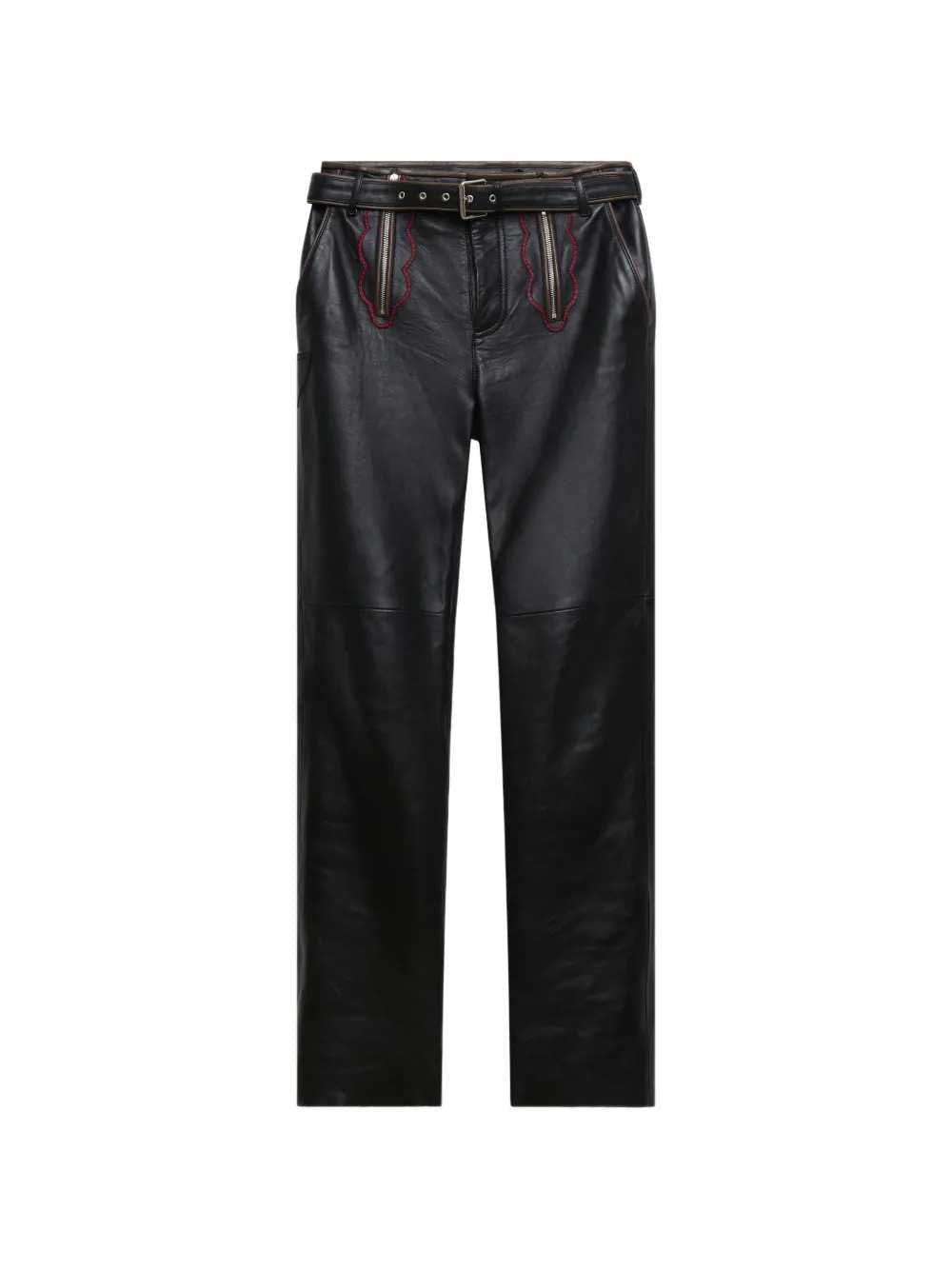 Marni Men Leather Trousers With Embroidered Inserts MARNI
