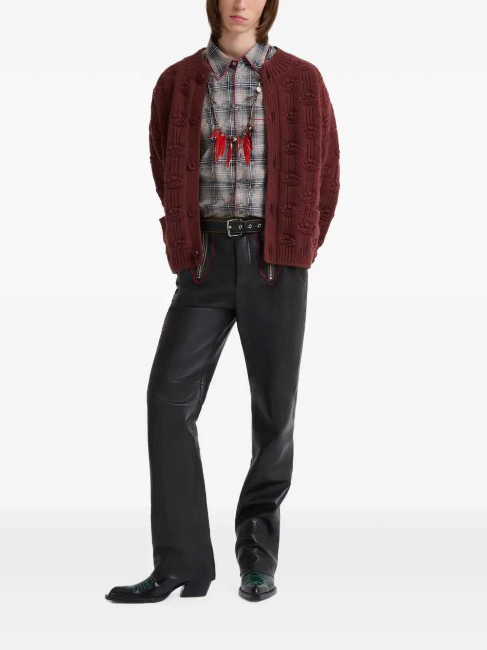 Marni Men Leather Trousers With Embroidered Inserts MARNI