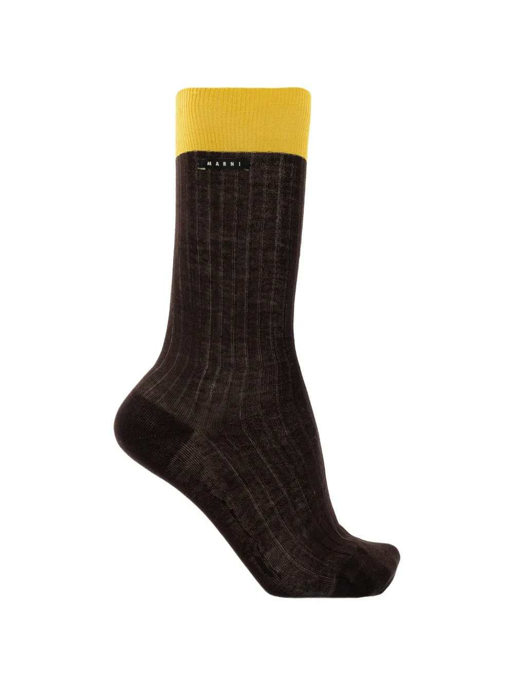 Marni Men Brown Cotton Socks With Contrasting Cuffs MARNI