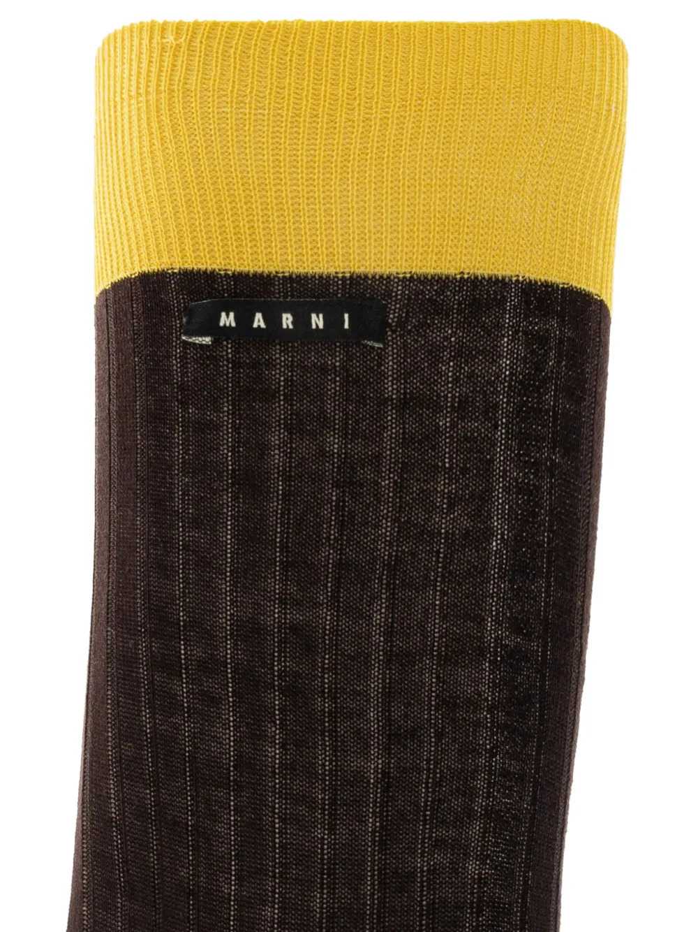 Marni Men Brown Cotton Socks With Contrasting Cuffs MARNI