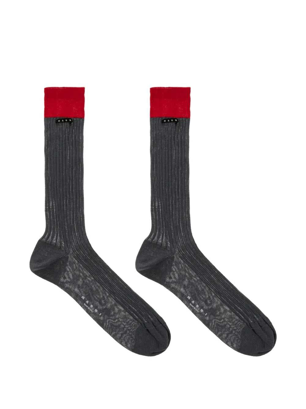 Marni Men Grey Cotton Socks With Contrasting Cuffs MARNI