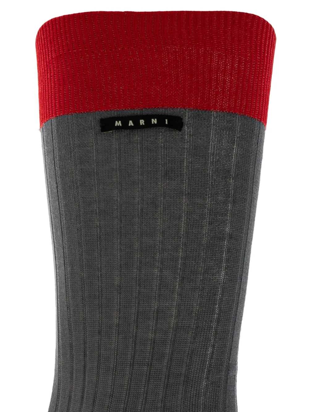 Marni Men Grey Cotton Socks With Contrasting Cuffs MARNI