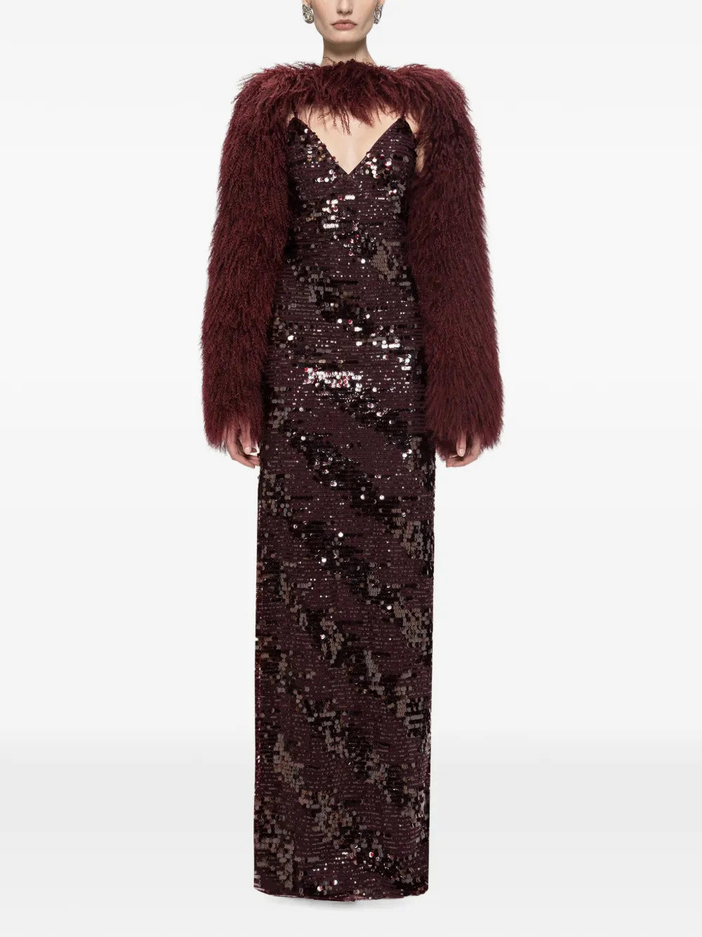 Nissa Women Sequin-Embellished Backless Maxi Dress NISSA