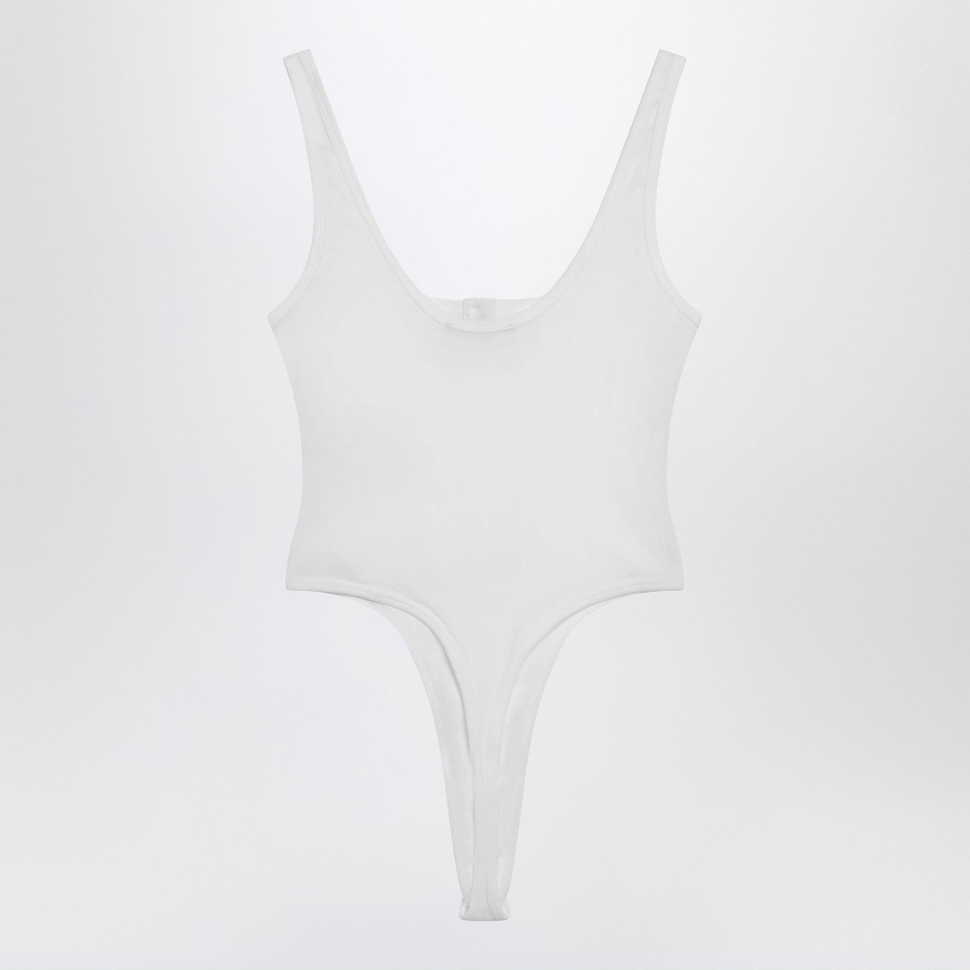 Versace White High-Cut Bodysuit With Embroidered Logo Women VERSACE