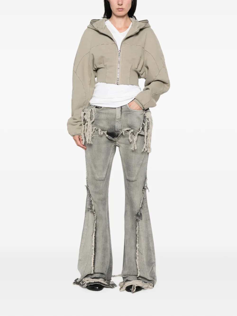 Rick Owens Drkshdw Women Fringed Flared Jeans RICK OWENS
