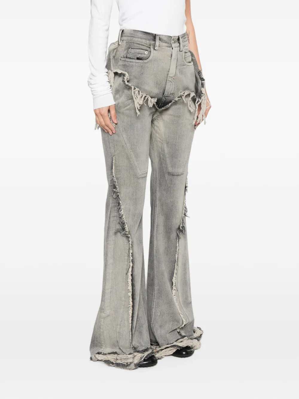 Rick Owens Drkshdw Women Fringed Flared Jeans RICK OWENS