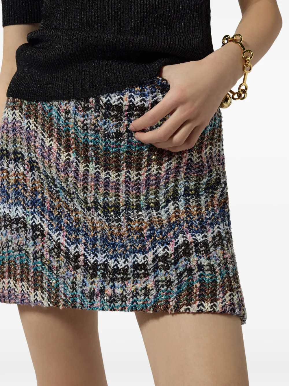 Missoni Women Zigzag Knit Sequin Skirt MISSONI